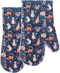 Oven Mitts Set of 2 with Transparent Clear Silicone Shell and Nice cat Printing by REDLMLDETA