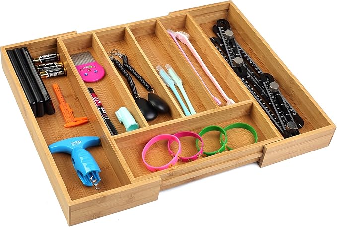 Utoplike Bamboo Cutlery Tray Silverware, Drawer Dividers - Image 7