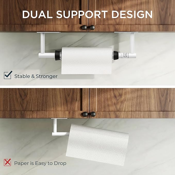 FORIOUS Paper Towel Holder Under Cabinet, Single Hand Operable - Image 8