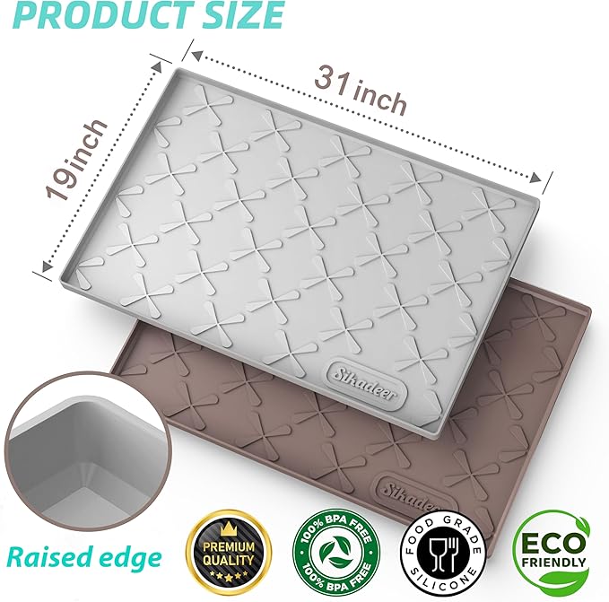 SIKADEER 31" x 19" Under Sink Mat Waterproof, Silicone Mat Kitchen Drawer Shelf - Image 3