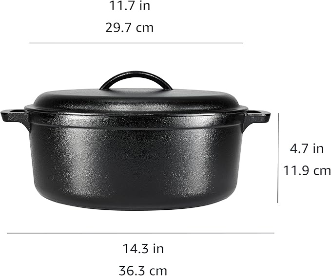 Amazon Basics Pre-Seasoned Cast Iron Dutch Oven Pot - Image 4