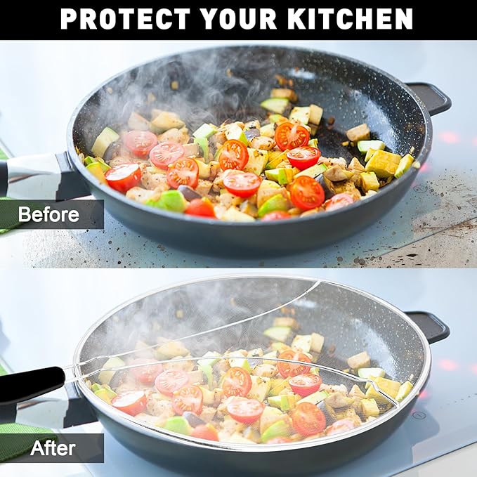 11 Inch Grease Splatter Screen for Frying Pan, Stainless Steel Fine Mesh Oil - Image 4