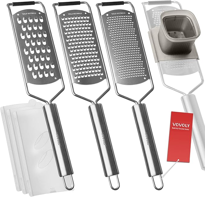 Vovoly 4-Pcs Pro Set Zester Grater Set, Cheese Grater by VOVOLY