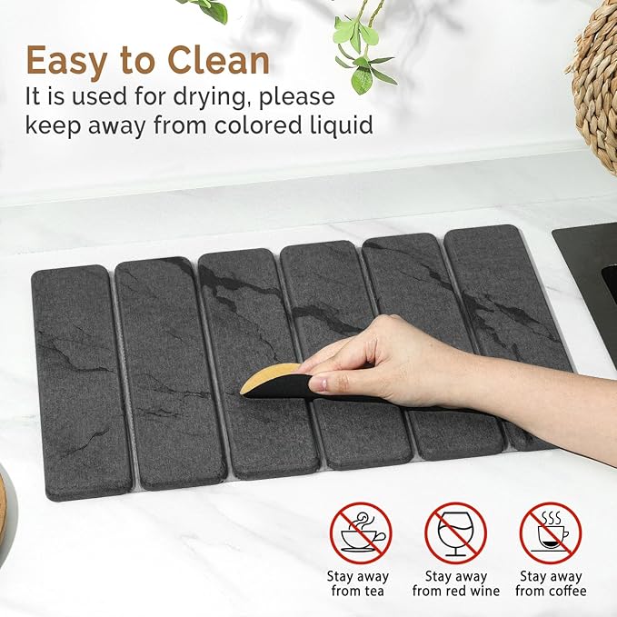 Small Stone Dish Drying Mat for Kitchen Counter, Foldable Water Absorbing - Image 5