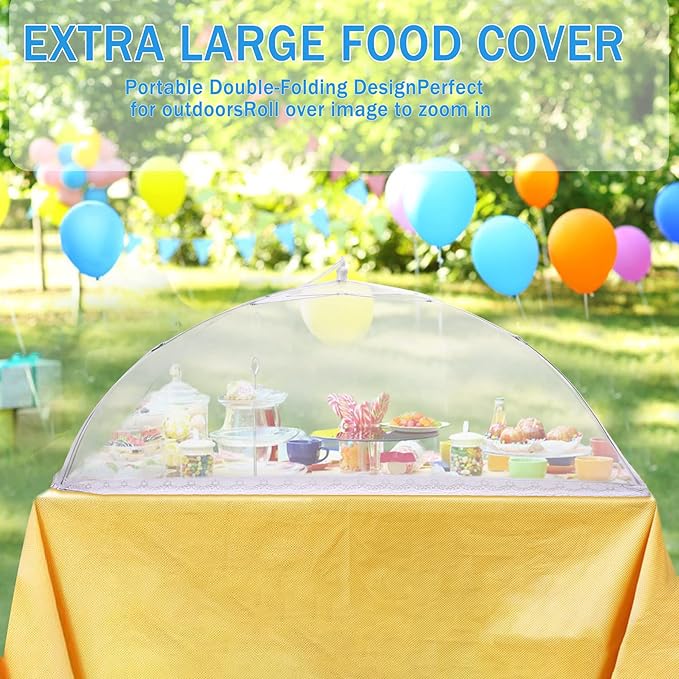 JULBEAR 4 Pcs Extra Large Mesh Food Cover Tent Umbrella Food Screen Covers - Image 5