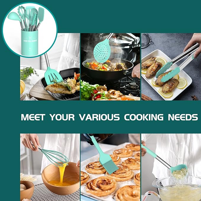 Silicone Cooking Utensil Set, Umite Chef 15pcs Silicone Cooking Kitchen - Image 4