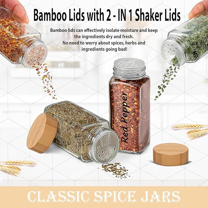 Glass Spice Jars with Bamboo Airtight Lids - Image 5