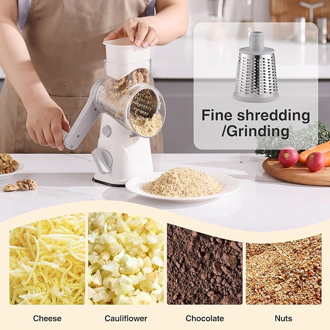 Rotary Cheese Grater Hand Crank, Kitchen Mandolin Vegetable Cheese Shredder - Image 5