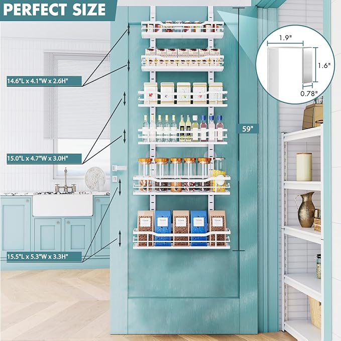 Eastherry Over The Door Pantry Organizer，6-Tier Over The Door Organizer - Image 2