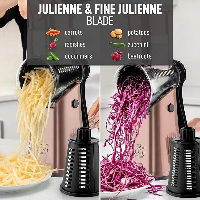 Zulay Kitchen Rotary Cheese Grater 5 Blade Cheese Shredder - Image 6