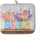 Daisy Dish Drying Mat for Kitchen Counter Spring Summer Flowers Vases Dishes by Kwlegh