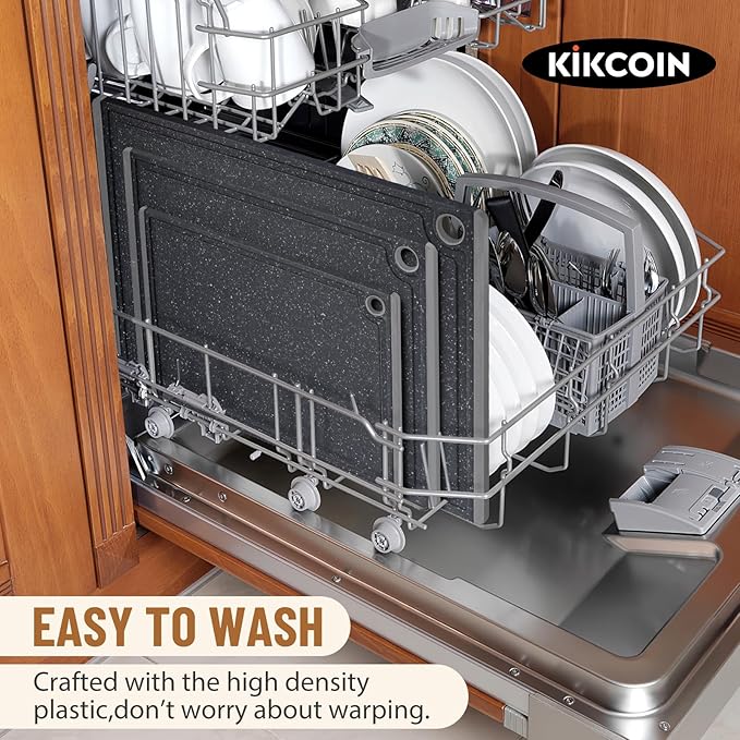 Kikcoin Plastic Cutting Boards for Kitchen, 3-Piece Large Cutting Board Set - Image 6