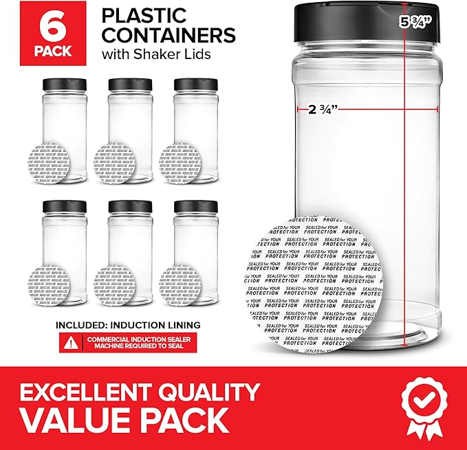 6 Pack 16 oz Plastic Spice Jars, Empty Seasoning Containers - Image 2