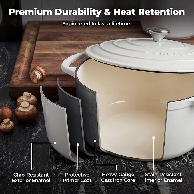 Zulay Kitchen 7.7 Quart Enameled Cast Iron Dutch Oven Pot - Image 5