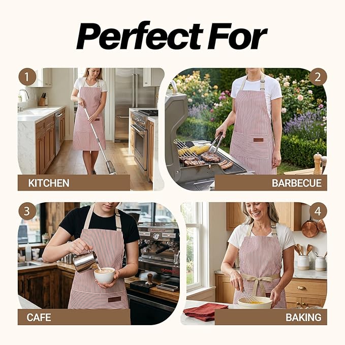 2Pack Adjustable Kitchen Apron for Women Men - Image 7