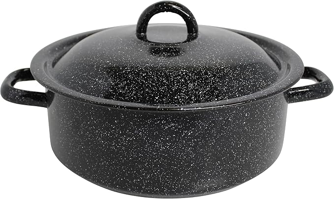 Mirro 4.5 Quart Traditional Vintage Style Black Speckled Enamel on Steel Dutch by VisitMirro