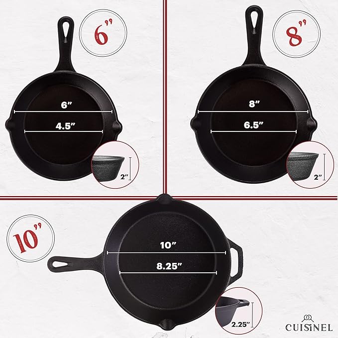 Cuisinel Cast Iron Skillets Set - Image 3