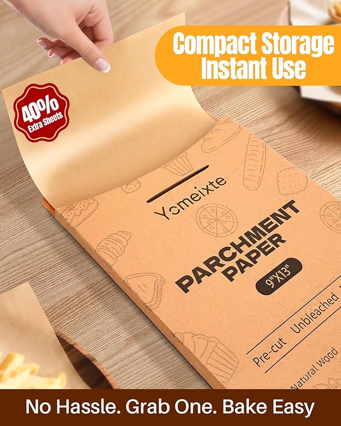280 Parchment Paper Sheets 9x13"| Precut Unbleached Baking Paper - Image 2