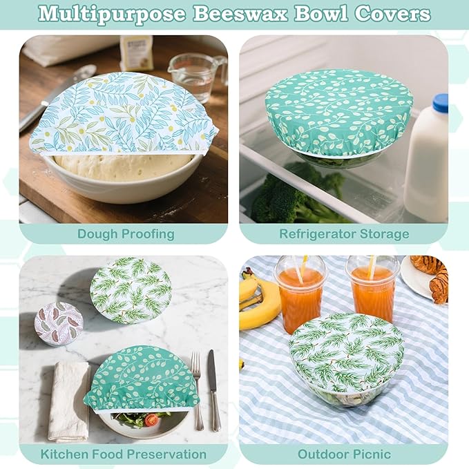 5-Size Reusable Beeswax Bowl Covers - Image 5