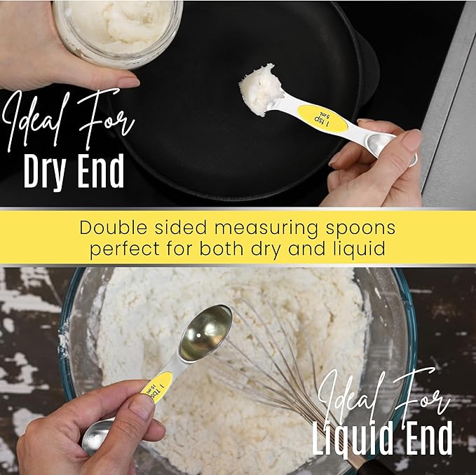 Magnetic Measuring Spoons Set of 9 Stainless Steel Dual-Sided Stackable - Image 6