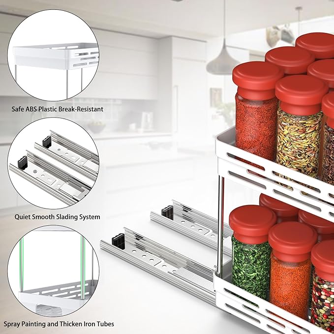 Pull Out Spice Rack Organizer for Cabinet, 2 Pack Widen Slide Out Spice Racks - Image 6