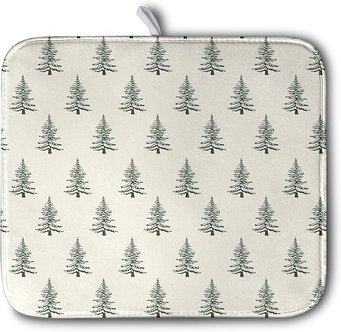 Christmas Tree Dish Drying Mat Winter Xmas Holiday Drying Mats Microfiber by Kwlegh