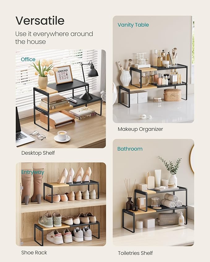 SONGMICS HOME Spice Racks, Expandable Cupboard Shelf Orgnizers, Kitchen Counter - Image 6
