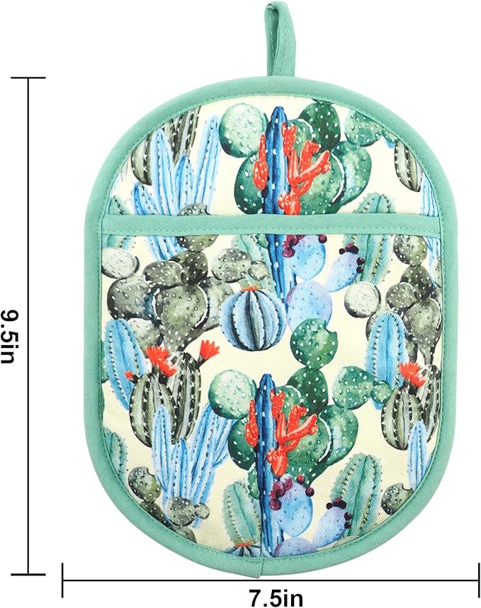 Pot Holders Set of 2 with Transparent Clear Silicone Shell and Nice Cactus - Image 2