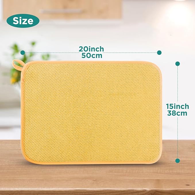 GeeRic Microfiber Dish Drying Mat, Super Absorbent Kitchen Dish Drying Pad - Image 2