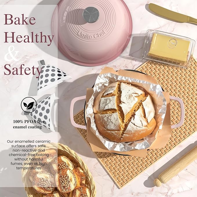 Cast Iron Dutch Oven Pot with Lid, Round Bread Oven - Image 2