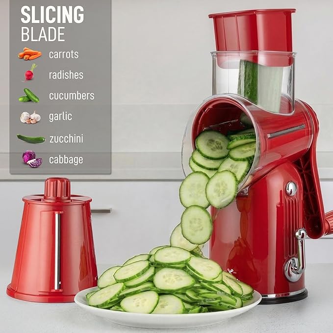 Zulay Kitchen Rotary Cheese Grater 5 Blade Cheese Shredder - Image 5