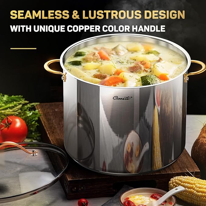 Ciwete Stock Pot 20 Quart, 3 Ply Stainless Steel Stock Pot - Image 6