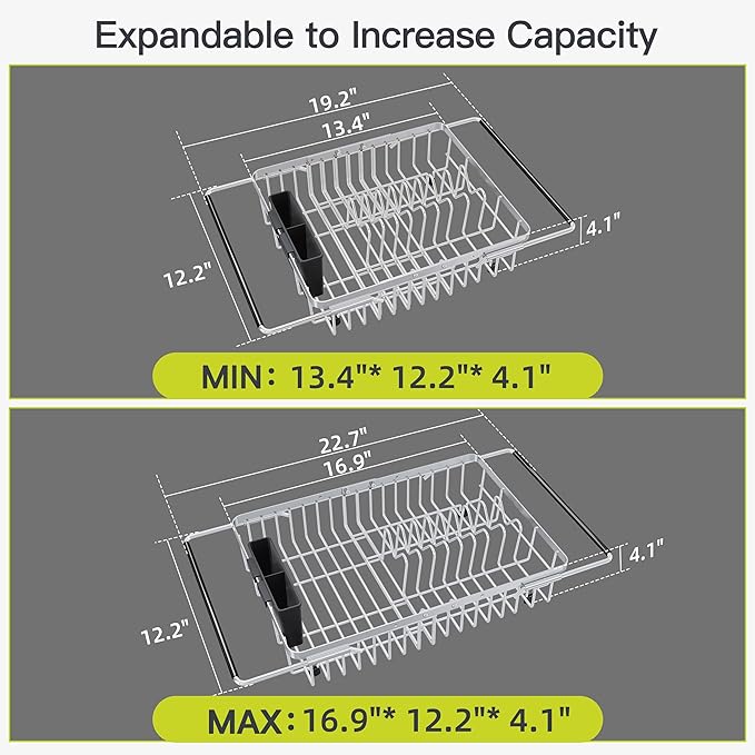 Expandable Stainless Steel Dish Drying Rack Over The Sink - Image 4