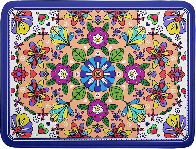 Mexican Talavera Dish Drying Mat Navy Blue Large Microfiber Dish Drain Pad by Giwawa