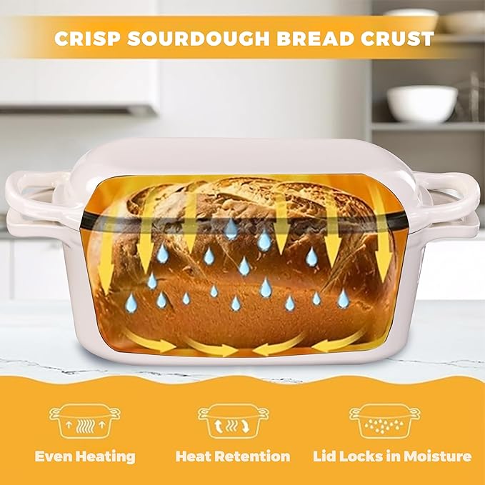 4.6 Quart Dutch Oven for Sourdough Bread Baking, Combo Oval Enameled Cast Iron - Image 4