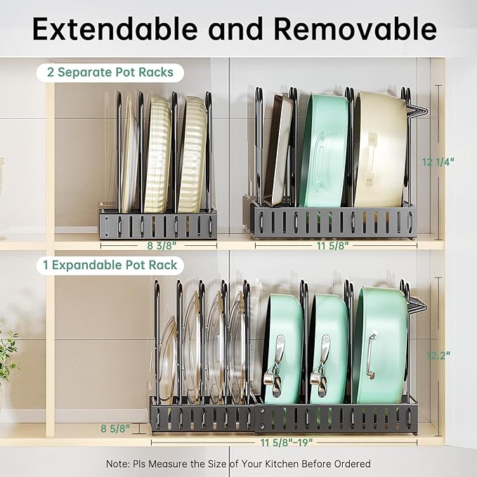 ORDORA Pots and Pans Organizer under Cabinet, 8 Tier Pot Organizers Rack - Image 4