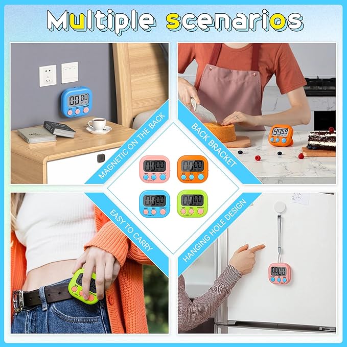 Mwellewm Kitchen Timer 6 Packs Digital Timers - Image 5