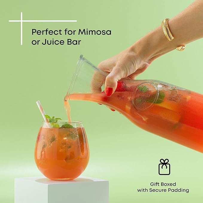 JoyJolt Glass Carafe with Lid, Iced Tea, Milk – Dishwasher Safe Beverage Drink - Image 5