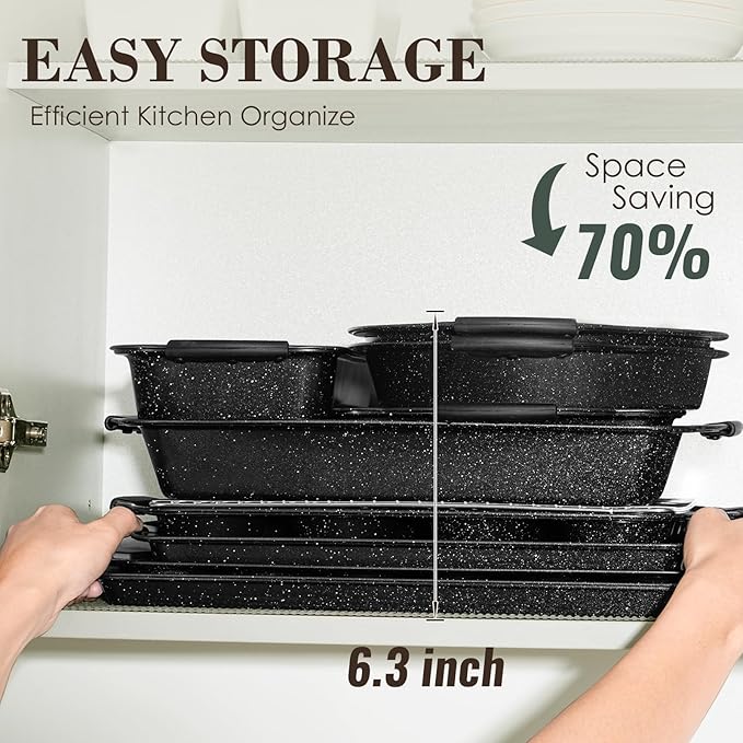 Baking Pans Set Nonstick, Bakeware Sets Stackable - Image 7