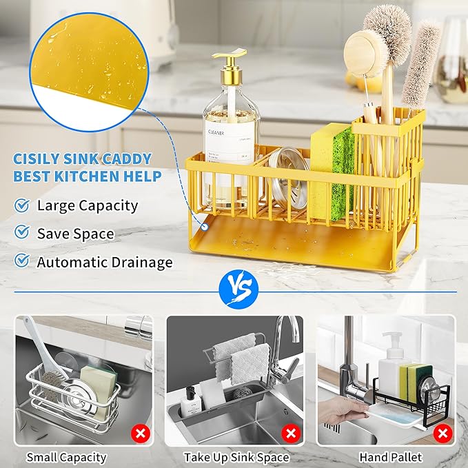 Cisily Lemon Yellow Sink Caddy Organzier - Image 4
