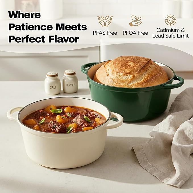 4.5 Quart Dutch Oven Pot with Lid, Non Stick Enameled Cast Iron Dutch Oven - Image 2