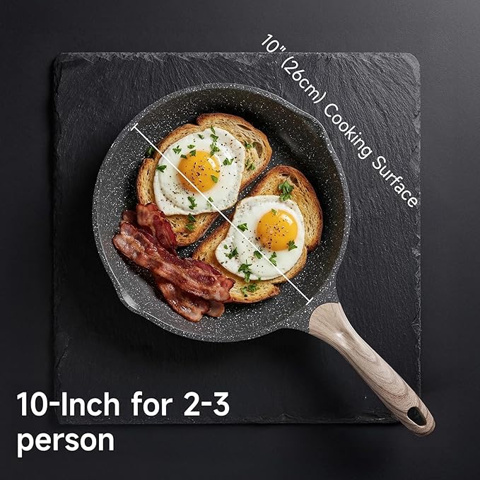 JEETEE 10 Inch Nonstick Frying Pan Stone Coating Cookware, Nonstick Omelette - Image 5