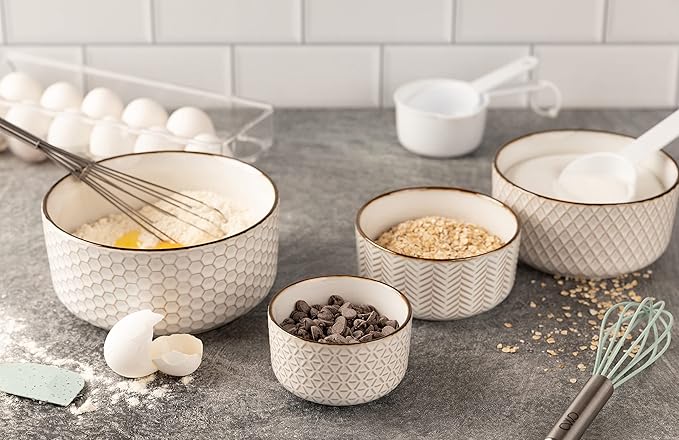 KooK Serving Bowls, with Lids, Ceramic Nesting Bowls, Microwave and Dishwasher - Image 6