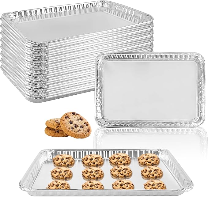 24 Pack 16 x 11 inch Aluminum Disposable Cookie Sheets by YEUIKERR