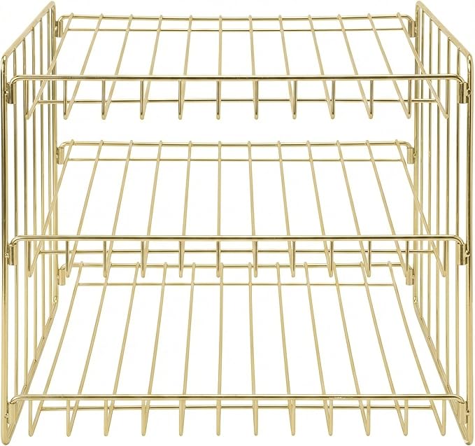 Kitchen Details 3 Tier Can Storage Organizer Rack in Gold - Image 2