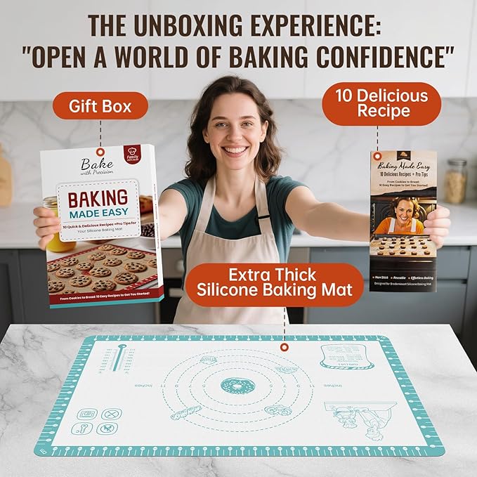 Non Stick Pastry Mat with 10 Quick Recipes, Silicone Dough Mat - Image 2