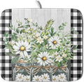 Spring Summer White Daisy Flowers Dish Drying Mat by Kawani