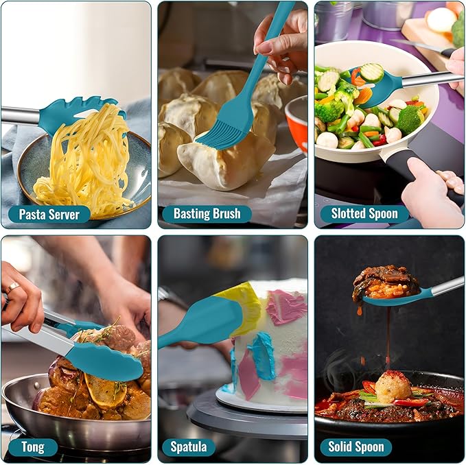 E-far 14 Pieces Silicone Cooking Utensils Set, Kitchen Utensils Set - Image 6