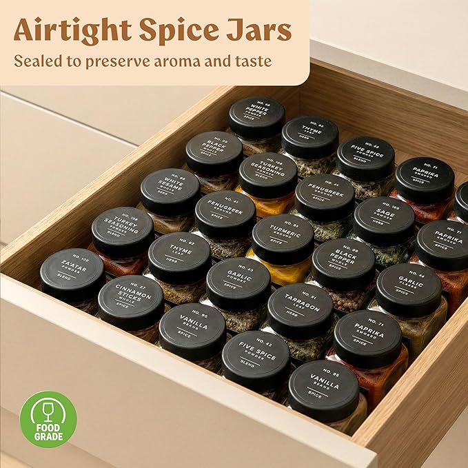 EDELHAUS Glass Spice Jars with Labels Spice Containers with 240 Labels - Image 9