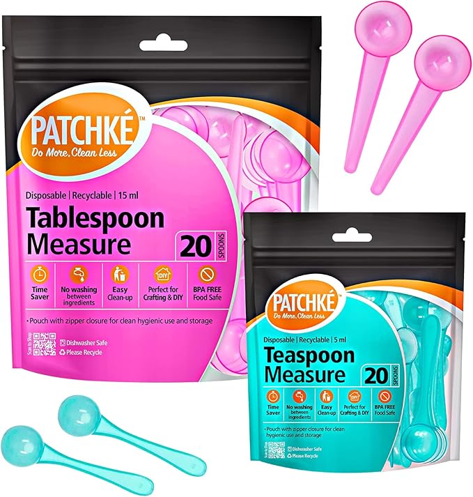 40-Pack Plastic Measuring Spoons Set – 20 × Teaspoons + 20 × Tablespoons by PATCHKE